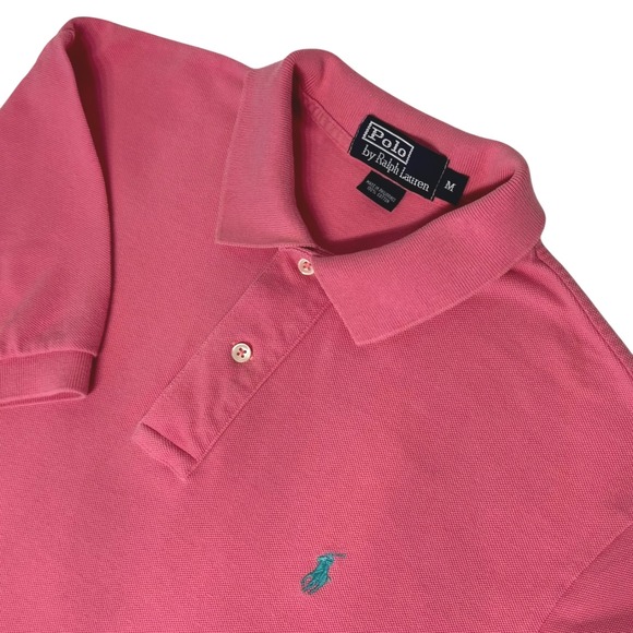 Polo Ralph Lauren Other - Polo Ralph Lauren Mens Size Medium Pink Short Sleeve Cotton Polo Shirt Blue Pony